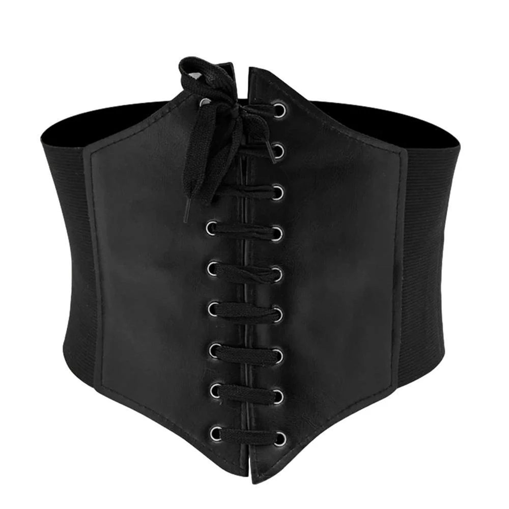 Lace-up Waist Trainer with Wide Elastic Belt - OS