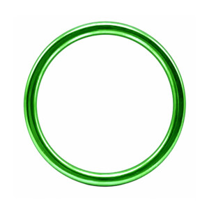 Glossy translucent green circular ring on white background