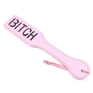 Elite BDSM BITCH Impression Spanking Paddle - Light Pink with Black Letters