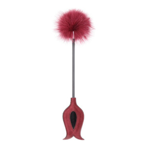 Elite BDSM Black & Pink Tulip Crop with Feather Tickler