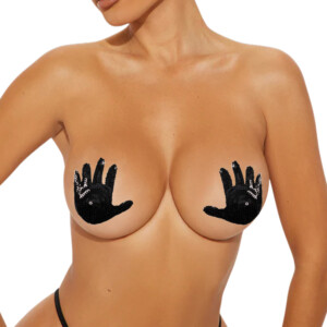Elite BDSM Black Sequin Hand Shaped Nipple Pasties