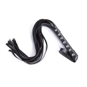 Elite BDSM Fashionista Black Flogger with Metal Rivets
