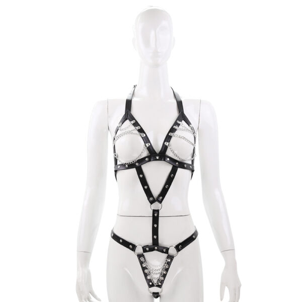 Elite BDSM Women's Torso Harness with Metal Chain Accents - OS