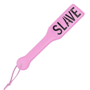 Elite BDSM SLAVE Impression Spanking Paddle - Pink with Black Letters