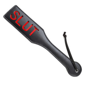 Elite BDSM SLUT Impression Spanking Paddle - Black with Red Letters