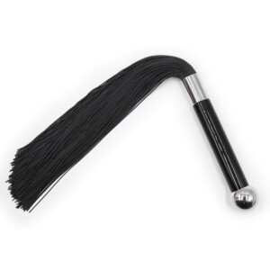 Elite BDSM Soft Silicone Tassel Whip with Metal Accents - Black