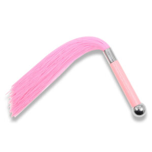 Elite BDSM Soft Silicone Tassel Whip with Metal Accents - Pink