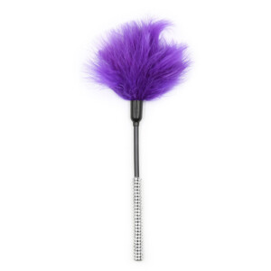 Elite BDSM Purple Feather Tickler with Silver Rhinestone Studded Handle