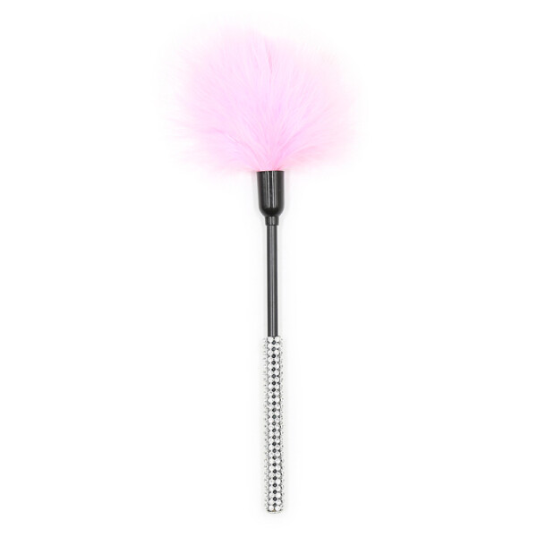 Elite BDSM Pink Feather Tickler with Silver Rhinestone Studded Handle