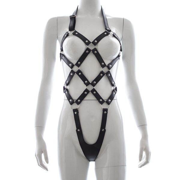 Elite BDSM Women's Studded Hollow Out Diamond Torso Body Harness - OS