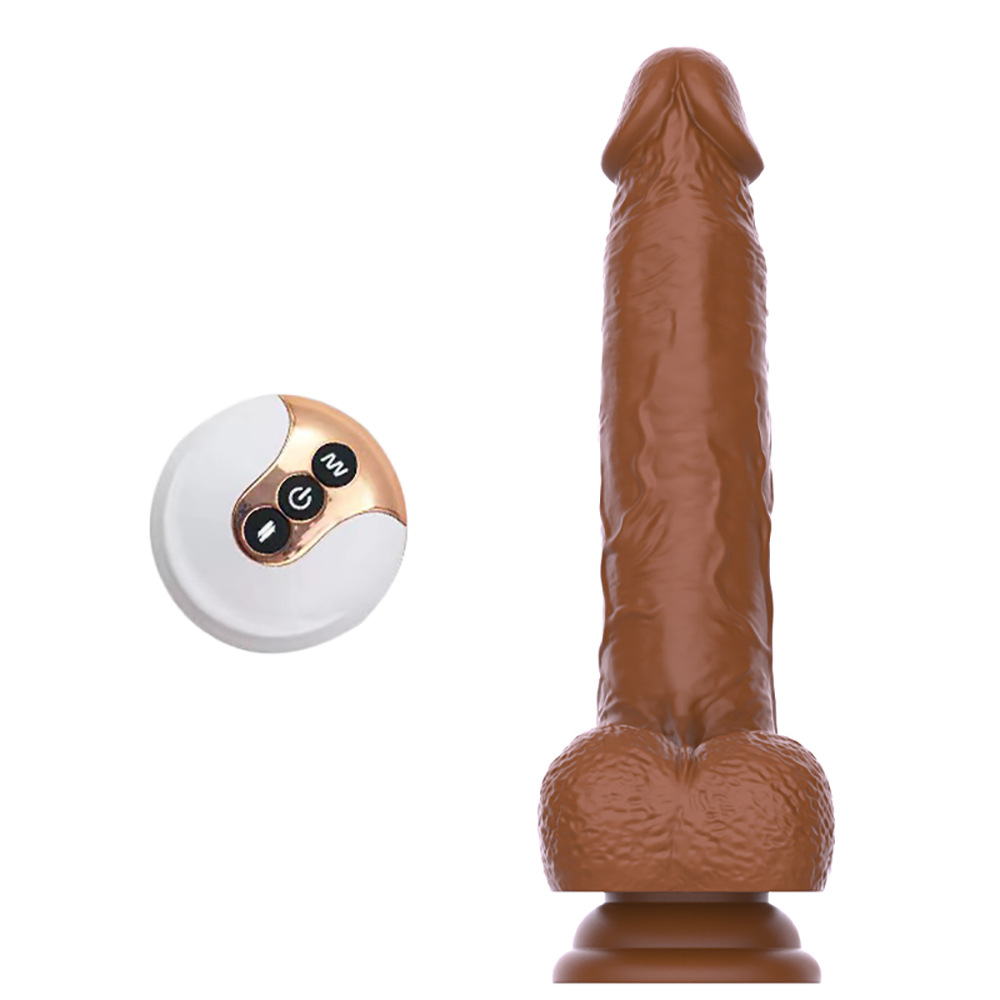 Elite Feels So Real Premium Silicone Remote Control 7.5″ Realistic Thrusting Dildo - Brown - Image 2