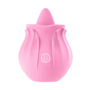 Pink flower-shaped silicone personal massager device