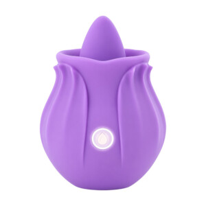 Purple flower-shaped silicone intimate wellness device