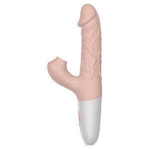 Elite Real Feel Silicone Sucking Rabbit Vibrator - Light Beige
