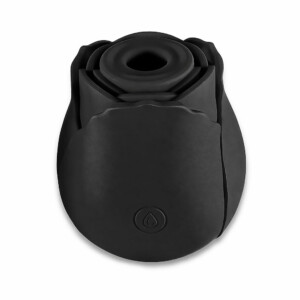 Black rose-shaped silicone intimate device