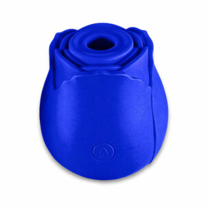 Blue silicone rose-shaped collapsible cup