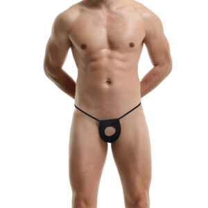 Elite Sexy Crotchless G-String T-Back Thong for Men - Black - O/S