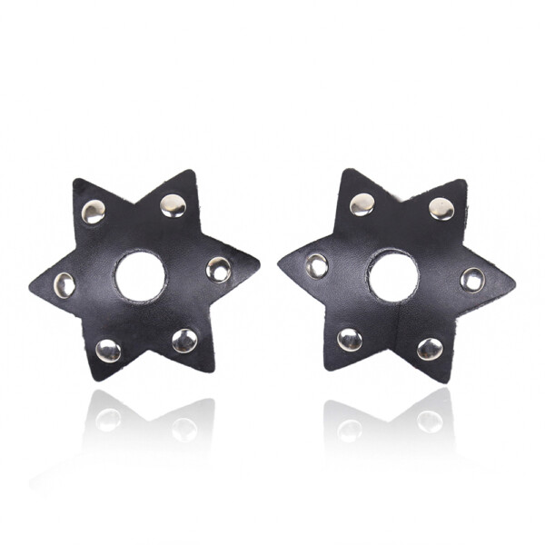 Elite BDSM Starstruck Black Star Shaped Nipple Pasties with Metal Studs