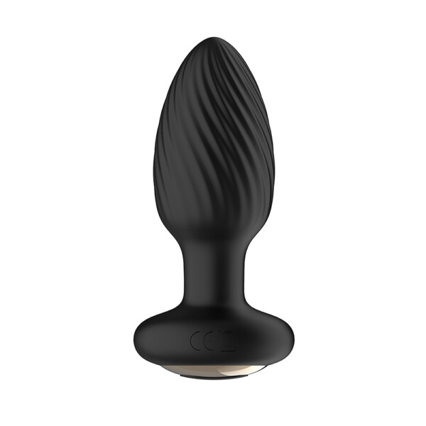 Full Rotation Vibrating Butt Plug with Wireless Remote Control - Black - Image 3