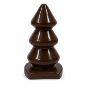 Glossy dark brown wooden finial on white background