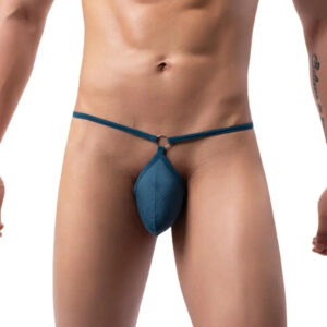 Men's Low Waist Mesh Bikini Thong Underwear with Pouch - Green - Medium