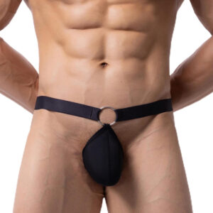Men's Sexy Pouch Bulge Enhancing Thong Bikini Underwear - Black - Medium
