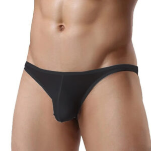 Men's Sheer Transparent Low Cut Thong - Black - Large