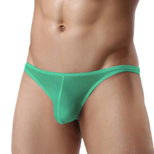 Men's Sheer Transparent Low Cut Thong - Green - Large
