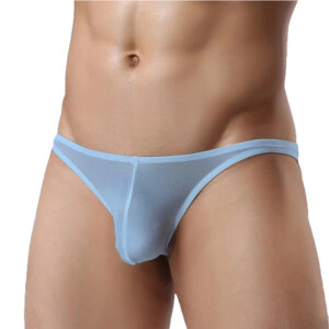 Men's Sheer Transparent Low Cut Thong - Light Blue - Large