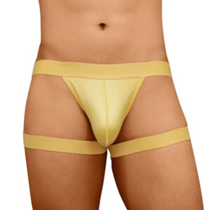 Men's Strappy Body Cage Jock Strap Thong - Gold - Large