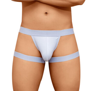 Men's Strappy Body Cage Jock Strap Thong - Silver - Large