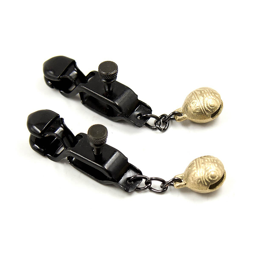 Naughty USA BDSM Adjustable Nipple Clamps with Gold Bells - Romantic Depot  | Adult Sex Toy Superstore
