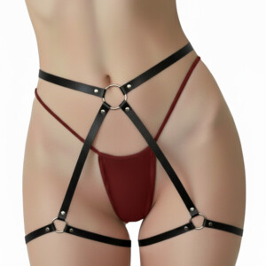 Naughty USA Body Harness with Thigh Straps - Black - OS