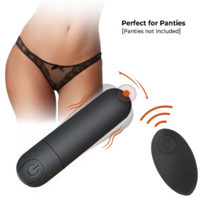 Black wireless remote control vibrator for panties.