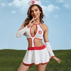Sexy Nurse Uniform Cosplay with 3 Piece Skirt