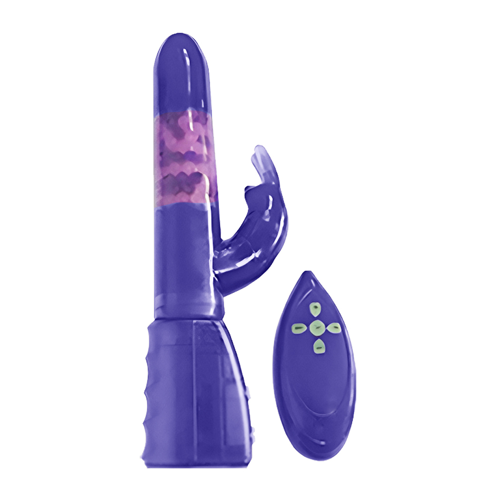 Premium Remote Controlled Rabbit Vibrator with Rotating Beads - Purple -  Romantic Depot