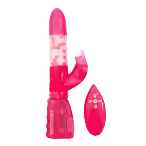 Premium Remote Controlled Rabbit Vibrator with Rotating Pearls - Pink