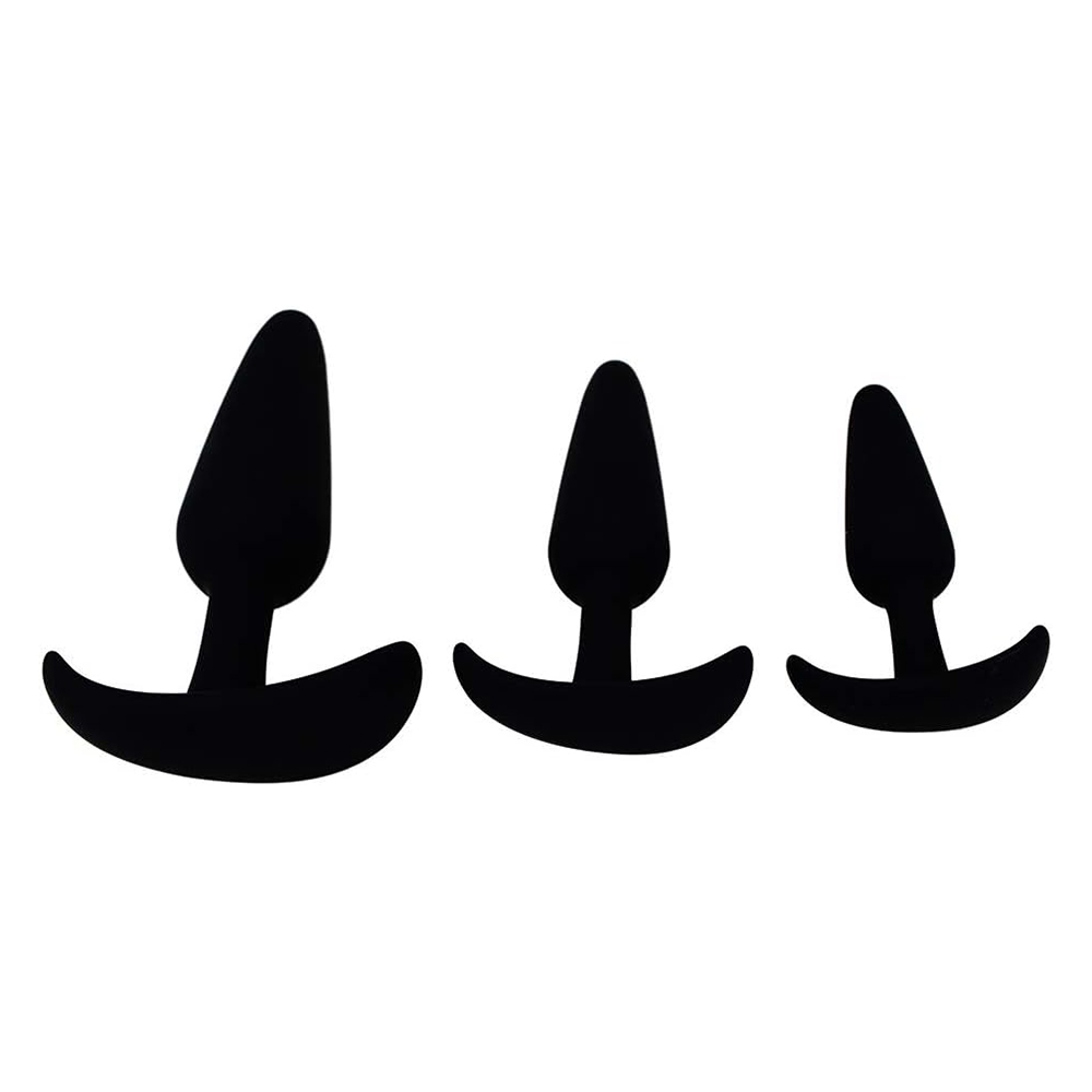 Supreme Silicone Anal Plug 3 Piece Set - Black - Romantic Depot | Adult Sex  Toy Superstore