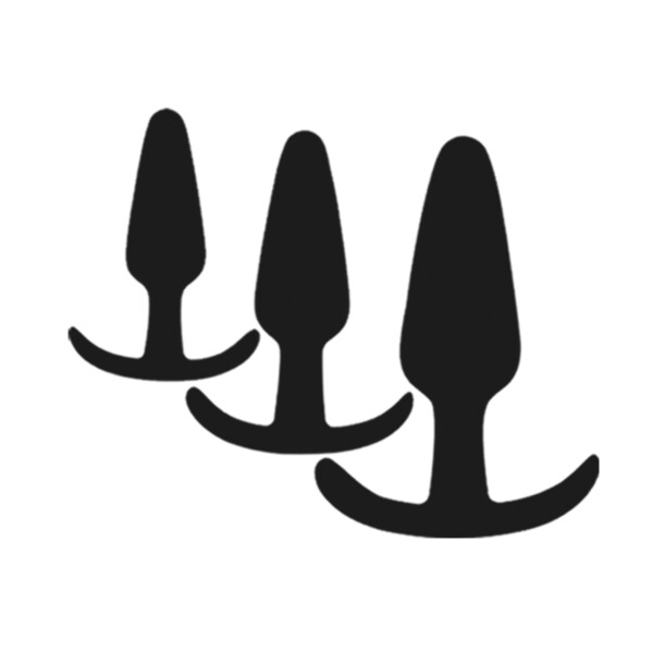 Supreme Silicone Anal Plug 3 Piece Set - Black