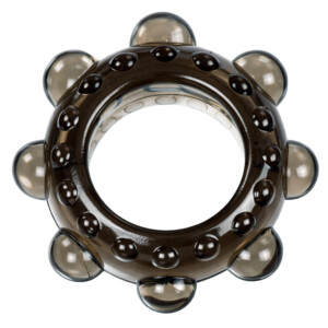 Dark beaded ring toy with textured bumps