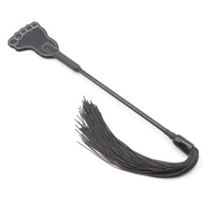 Elite BDSM Foot Shaped Crop with Rubber Flogger Tassels - Black