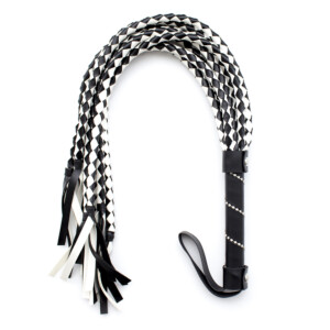 Elite BDSM Black and White Braided Flogger
