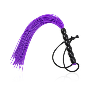 Elite BDSM Rubber Whip Flogger - Purple with Black Beaded Handle