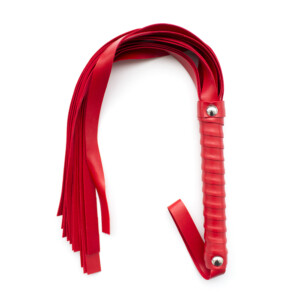Elite BDSM Thick Strand Leather Flogger - Red