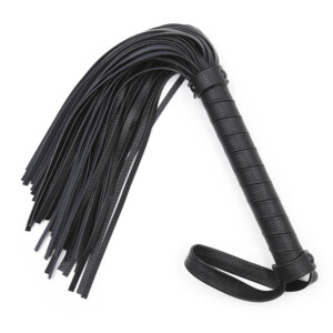 Elite BDSM Traditional Black Leather Flogger