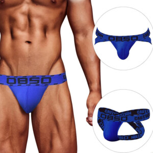 VIP Blue OBSO "CAUTION" Men's Cross Butt Lift Jock Strap - Large