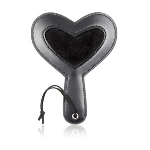 Elite BDSM Heart Shaped Spanking Paddle with Soft Suede Center - Black