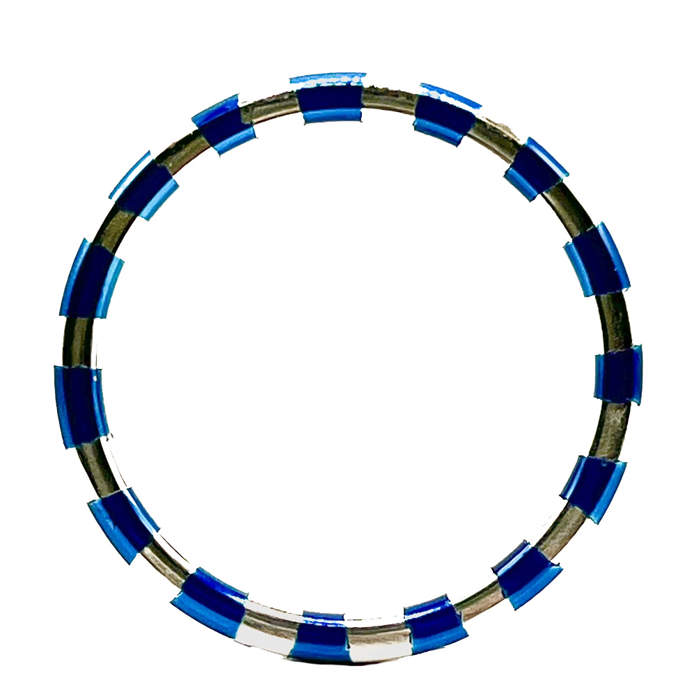 Blue Candy Striped High-Polish Stainless Steel Cock Ring Cock Band - 2" -  Romantic Depot | Adult Sex Toy Superstore
