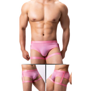 Boxer Briefs with Leg Garters - Pink - Medium