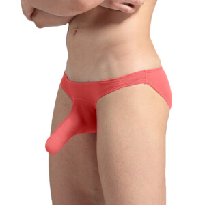 Men's Low Cut Briefs with Cock Pouch - Red - Medium